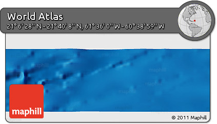 Physical Panoramic Map of the Area around 21° 23' 18" N, 61° 7' 30" W