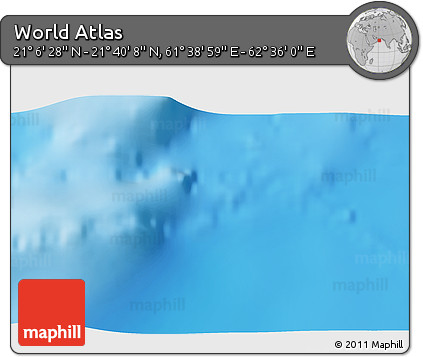 Physical 3D Map of the Area around 21° 23' 18" N, 62° 7' 30" E