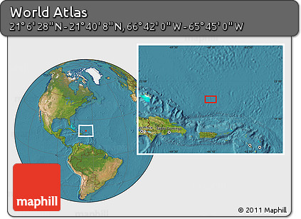 Satellite Location Map of the Area around 21° 23' 18" N, 66° 13' 29" W