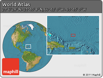 Satellite Location Map of the Area around 21° 23' 18" N, 66° 13' 29" W