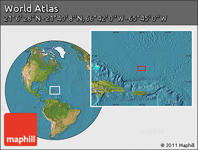 Satellite Location Map of the Area around 21° 23' 18" N, 66° 13' 29" W