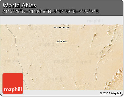 Satellite 3D Map of the Area around 21° 23' 18" N, 6° 1' 30" E