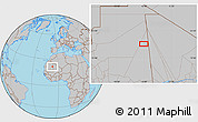 Gray Location Map of the area around 21° 23' 18" N, 6° 43' 29" W