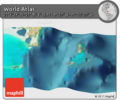 Satellite 3D Map of the Area around 21° 23' 18" N, 71° 19' 29" W