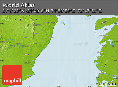 Physical Map of the Area around 21° 23' 18" N, 72° 19' 29" E