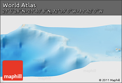 Shaded Relief Panoramic Map of the Area around 21° 23' 18" N, 72° 10' 30" W