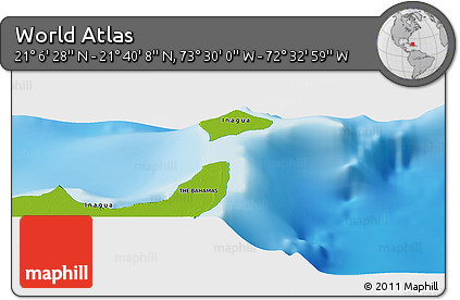 Physical Panoramic Map of the Area around 21° 23' 18" N, 73° 1' 30" W