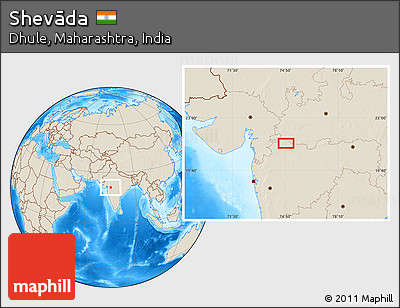 Shaded Relief Location Map of Shevāda