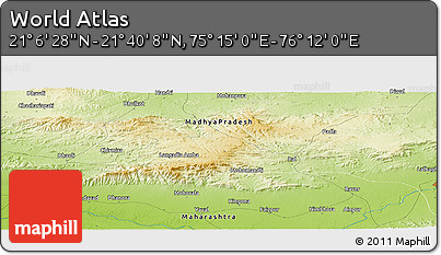 Physical Panoramic Map of the Area around 21° 23' 18" N, 75° 43' 29" E