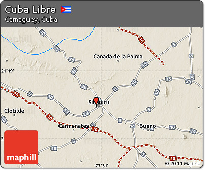Shaded Relief Map of Cuba Libre