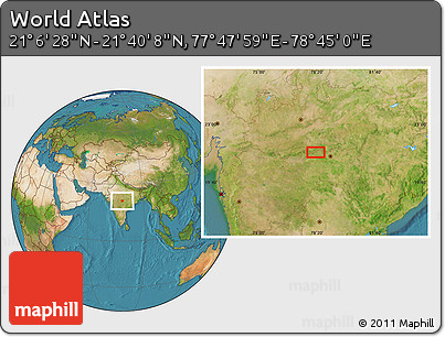Satellite Location Map of the Area around 21° 23' 18" N, 78° 16' 30" E