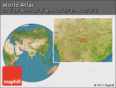 Satellite Location Map of the Area around 21° 23' 18" N, 78° 16' 30" E