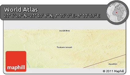 Physical Panoramic Map of the Area around 21° 23' 18" N, 7° 43' 29" E