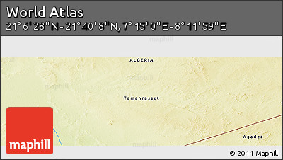 Physical Panoramic Map of the Area around 21° 23' 18" N, 7° 43' 29" E