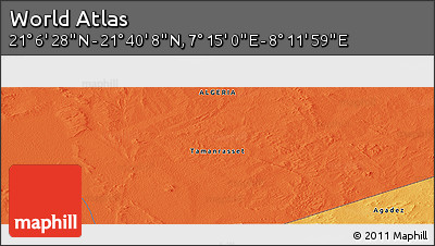 Political Panoramic Map of the Area around 21° 23' 18" N, 7° 43' 29" E