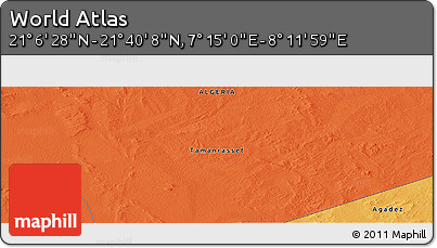 Political Panoramic Map of the Area around 21° 23' 18" N, 7° 43' 29" E