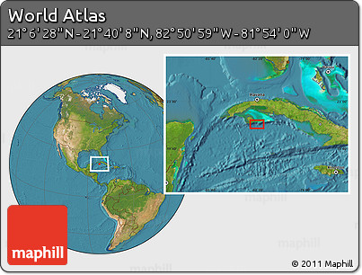 Satellite Location Map of the Area around 21° 23' 18" N, 82° 22' 30" W