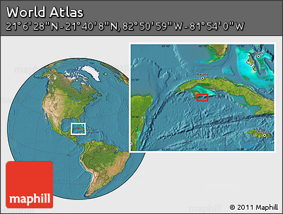 Satellite Location Map of the Area around 21° 23' 18" N, 82° 22' 30" W