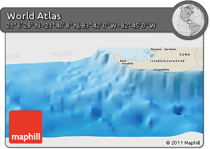 Shaded Relief Panoramic Map of the Area around 21° 23' 18" N, 83° 13' 29" W