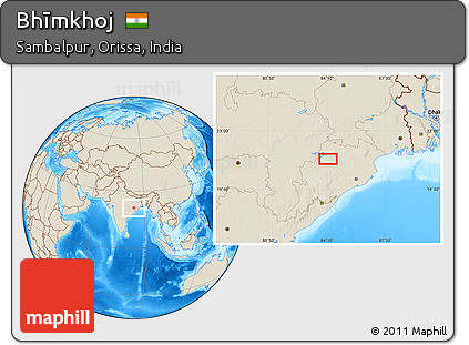 Shaded Relief Location Map of Bhīmkhoj