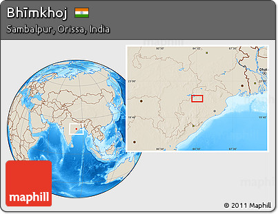 Shaded Relief Location Map of Bhīmkhoj