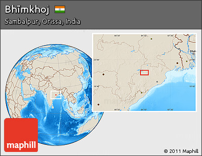 Shaded Relief Location Map of Bhīmkhoj