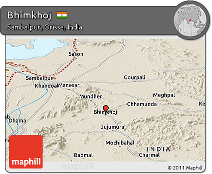 Shaded Relief Panoramic Map of Bhīmkhoj