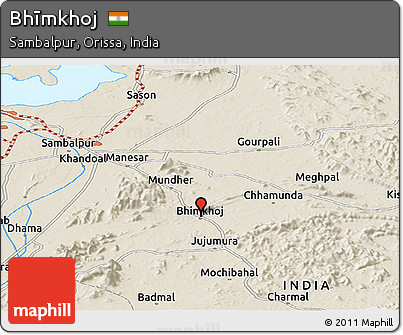 Shaded Relief Panoramic Map of Bhīmkhoj