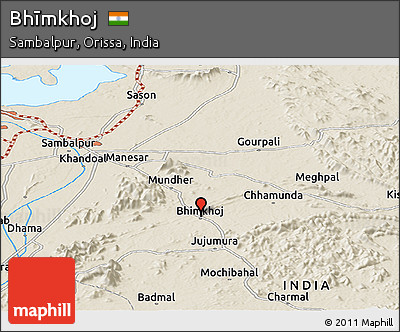 Shaded Relief Panoramic Map of Bhīmkhoj