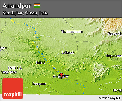 Physical Panoramic Map of Anandpur