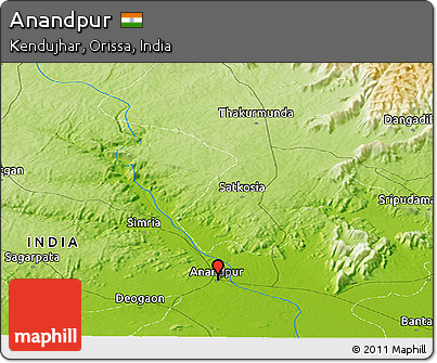 Physical Panoramic Map of Anandpur