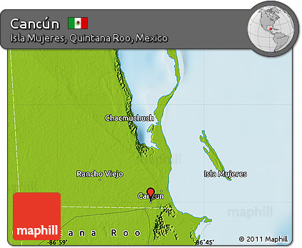 Physical Map of Cancún
