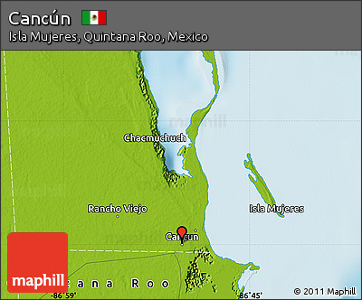 Physical Map of Cancún