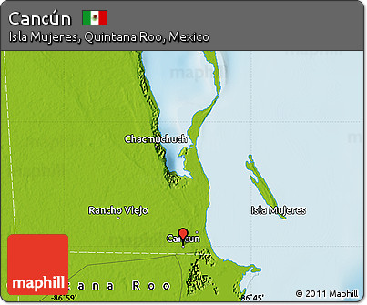 Physical Map of Cancún
