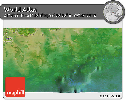 Satellite 3D Map of the Area around 21° 23' 18" N, 89° 19' 29" E