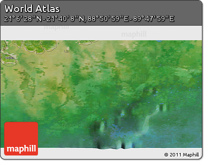 Satellite 3D Map of the Area around 21° 23' 18" N, 89° 19' 29" E