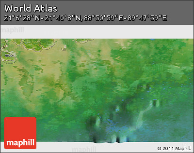 Satellite 3D Map of the Area around 21° 23' 18" N, 89° 19' 29" E