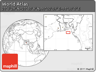 Blank Location Map of the Area around 21° 23' 18" N, 91° 1' 30" E
