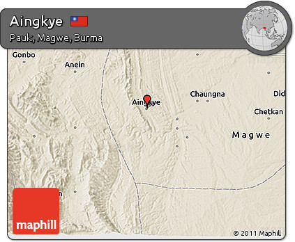 Shaded Relief 3D Map of Aingkye