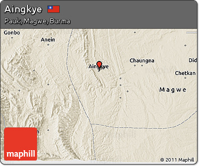 Shaded Relief 3D Map of Aingkye