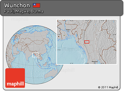 Gray Location Map of Wunchon, hill shading