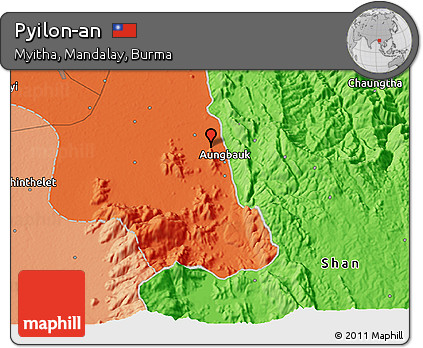 Political 3D Map of Pyilon-an