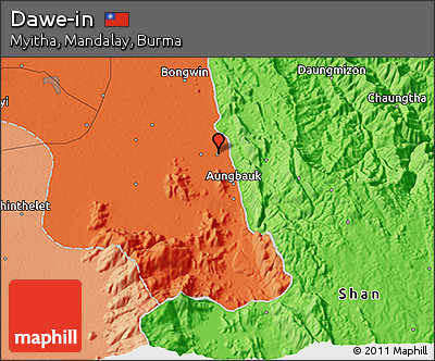 Political 3D Map of Dawe-in