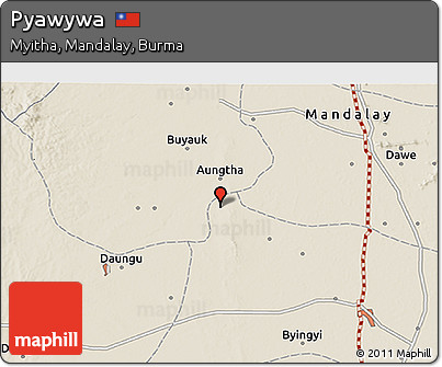 Shaded Relief 3D Map of Pyawywa