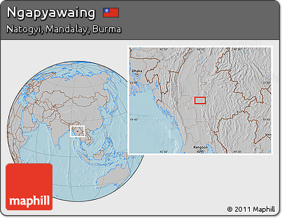 Gray Location Map of Ngapyawaing, hill shading