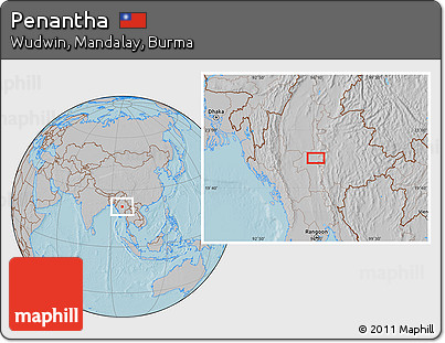Gray Location Map of Penantha, hill shading