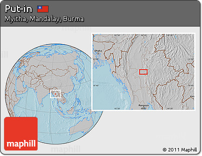 Gray Location Map of Put-in, hill shading