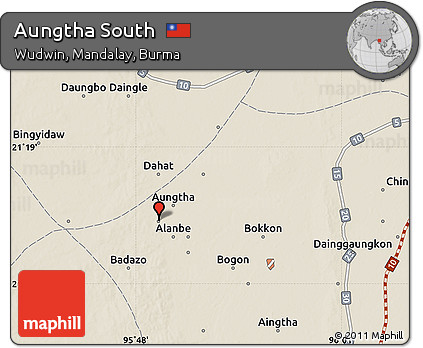 Shaded Relief Map of Aungtha South