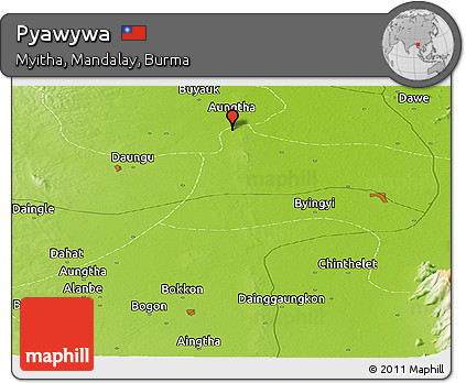 Physical Panoramic Map of Pyawywa