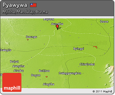 Physical Panoramic Map of Pyawywa